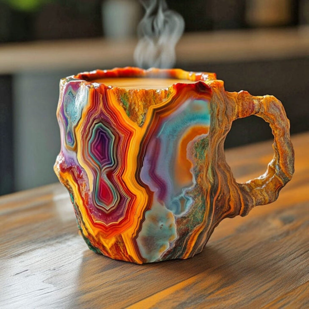 Coffee Mug Crystal Stone Ceramic Geode Style Insulated Cup