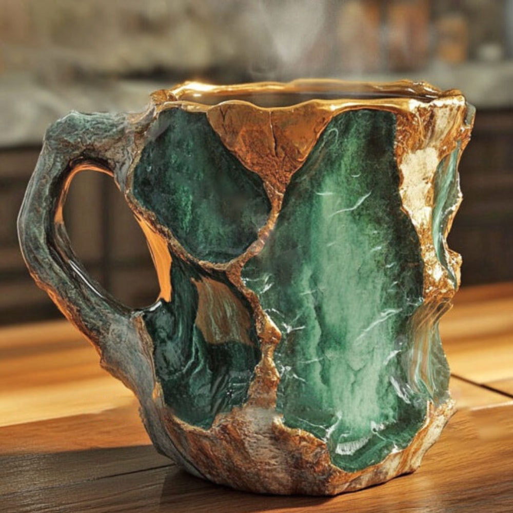 Coffee Mug Crystal Stone Ceramic Geode Style Insulated Cup