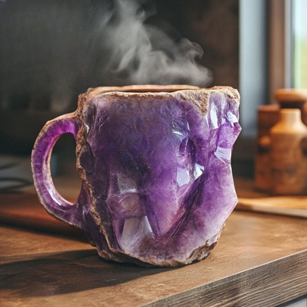 Coffee Mug Crystal Stone Ceramic Geode Style Insulated Cup