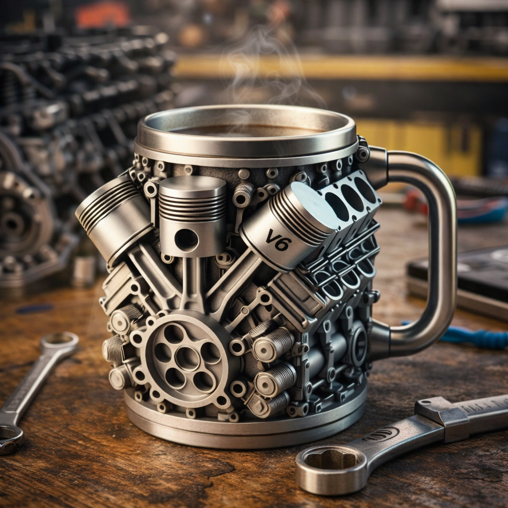 Coffee Mug Engine Design Automotive Style Novelty Cup