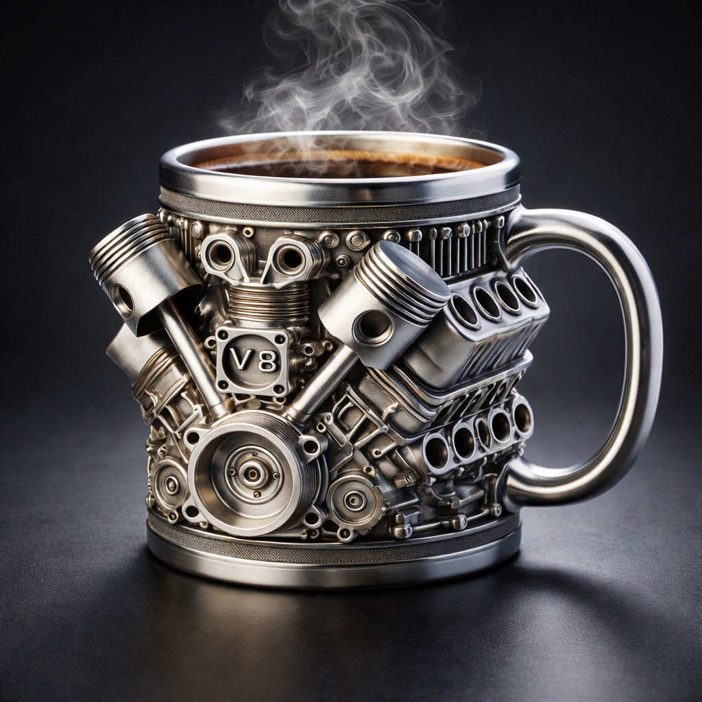 Coffee Mug Engine Design Automotive Style Novelty Cup
