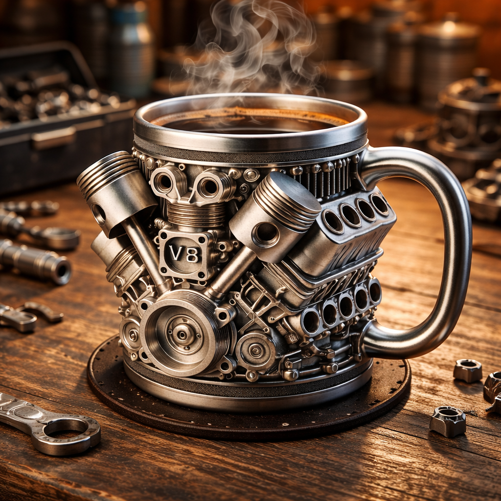 Coffee Mug Engine Design Automotive Style Novelty Cup