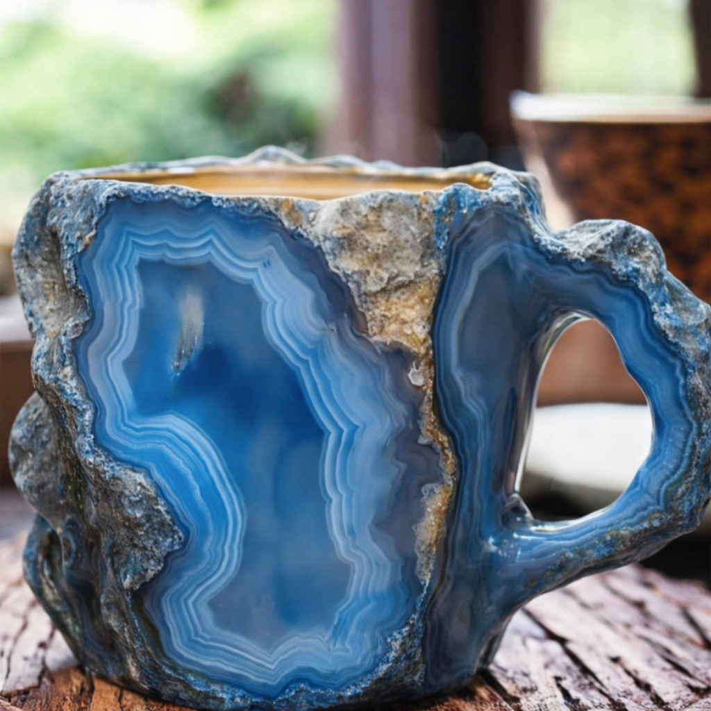 Coffee Mug Stone Style Handcrafted Look Handle