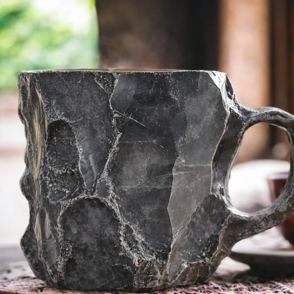 Coffee Mug Stone Style Handcrafted Look Handle