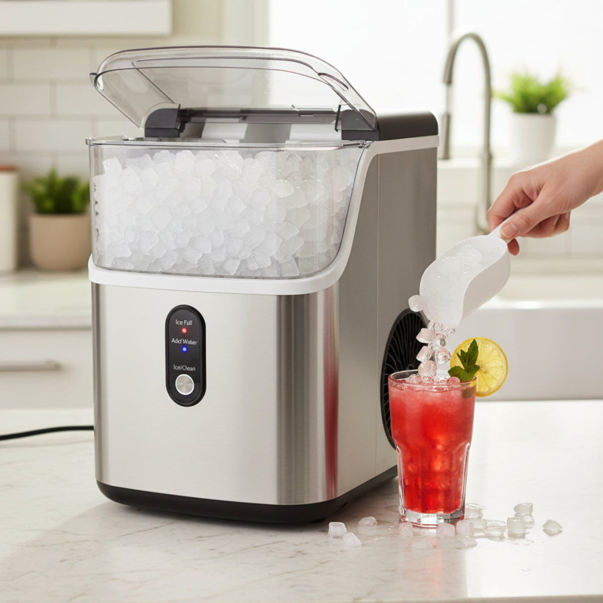 Countertop Nugget Ice Maker Self-Cleaning Soft Chewable Machine