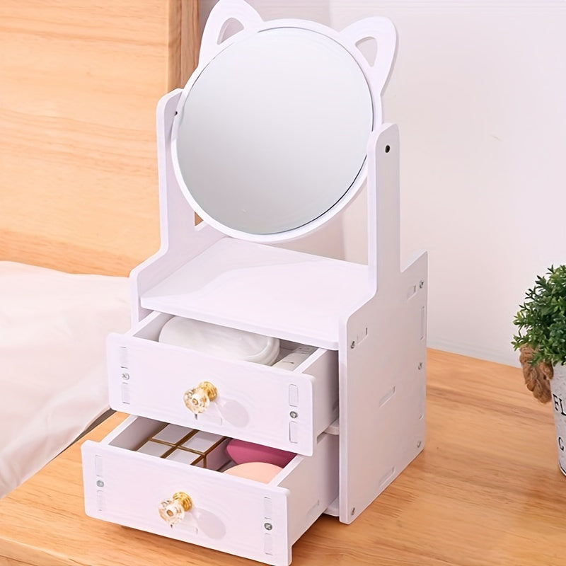 Makeup Mirror With Storage Cute Tabletop Design