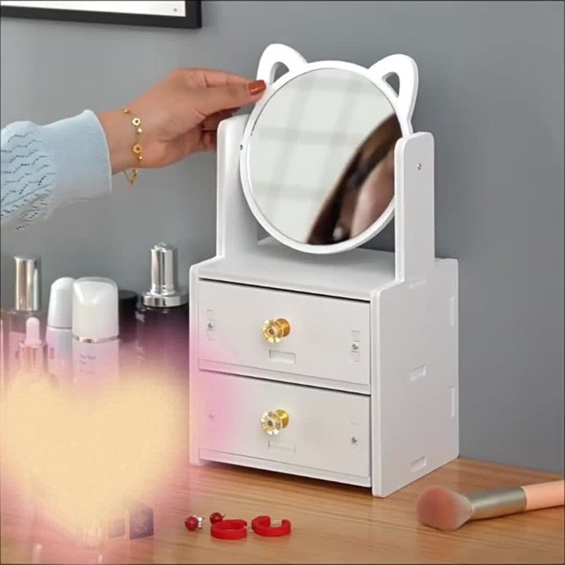 Makeup Mirror With Storage Cute Tabletop Design