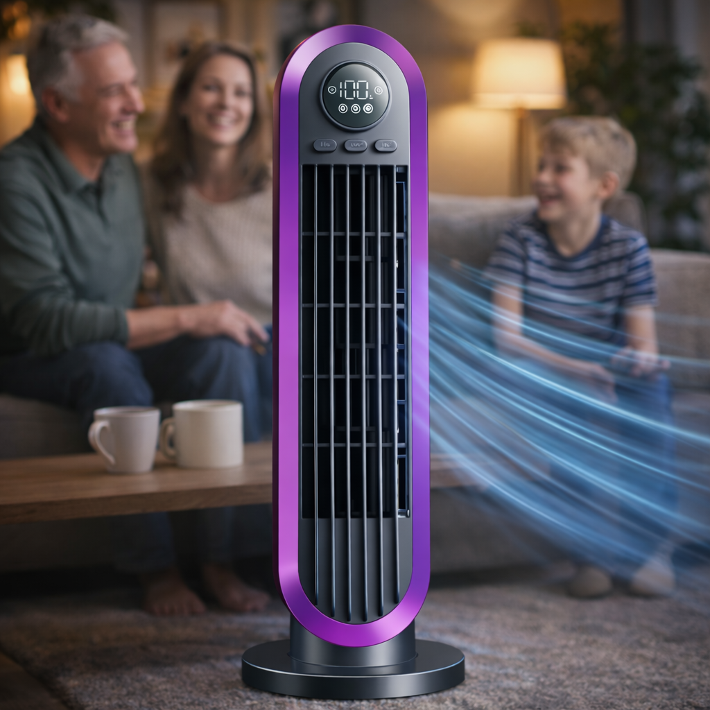 Desk Fan Bladeless Quiet Rechargeable Tower Fan