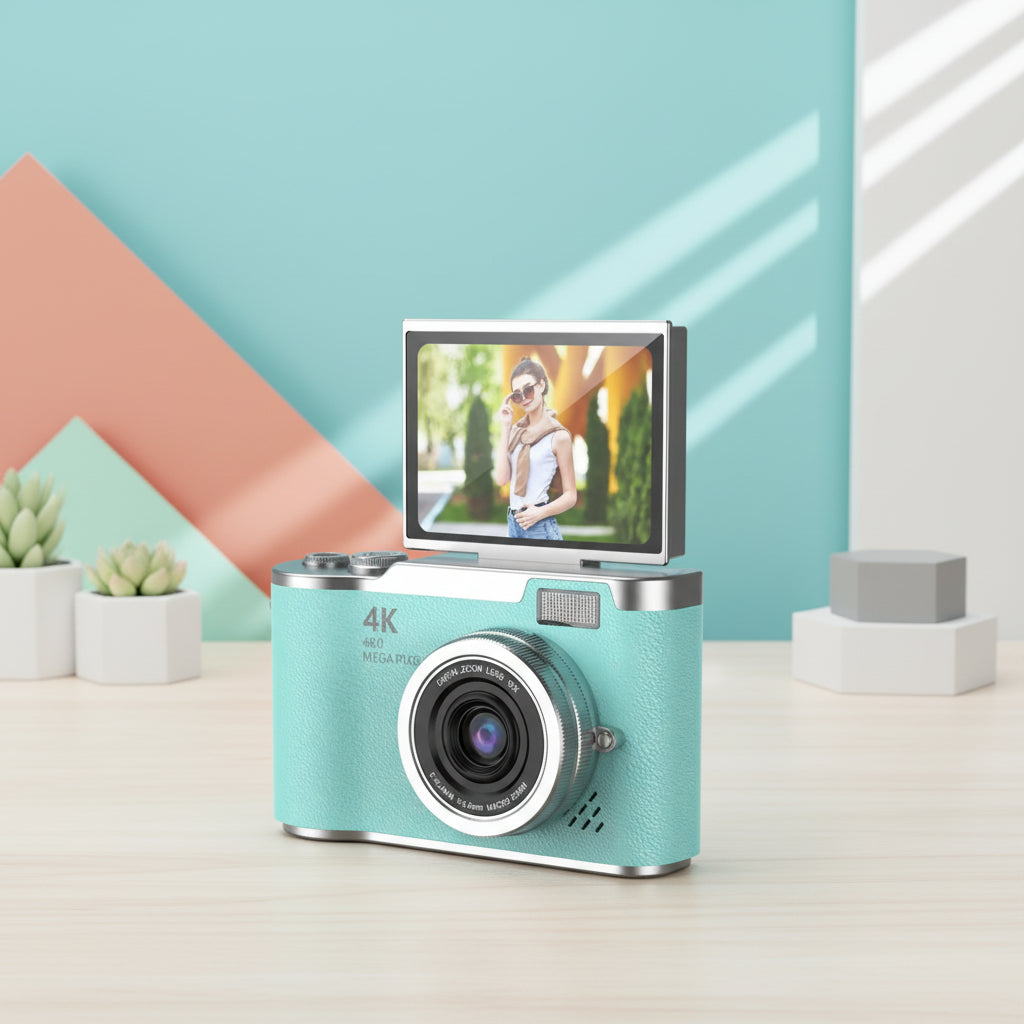 Digital Camera Flip Screen 4K Video Zoom Compact Camera