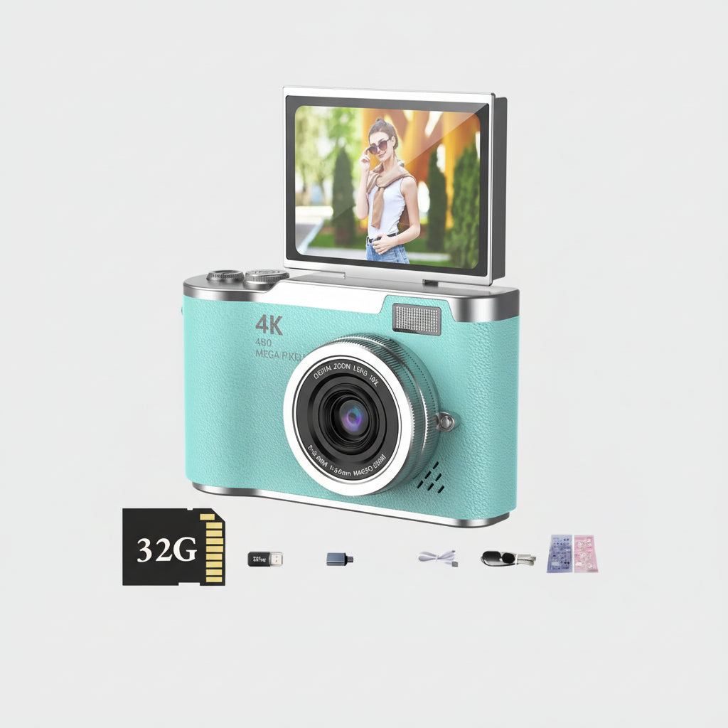 Digital Camera Flip Screen 4K Video Zoom Compact Camera