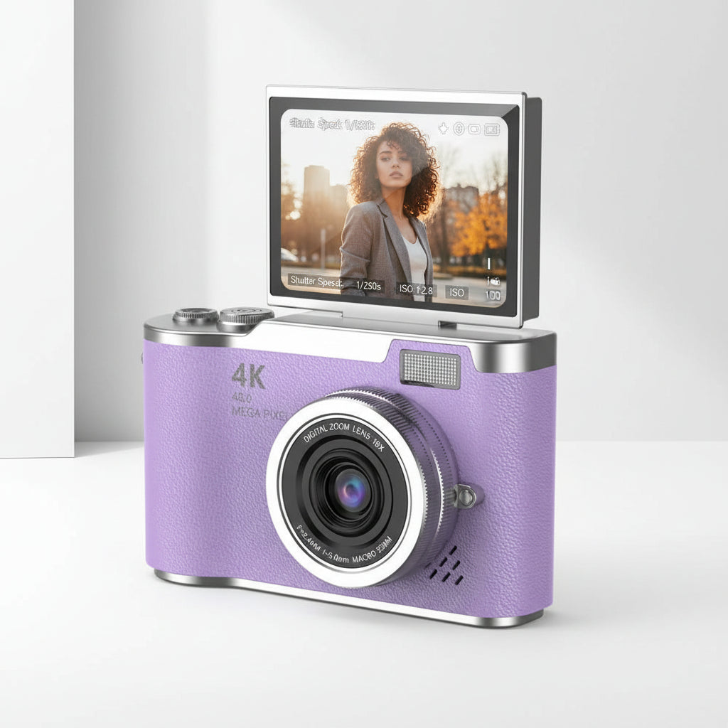 Digital Camera Flip Screen 4K Video Zoom Compact Camera
