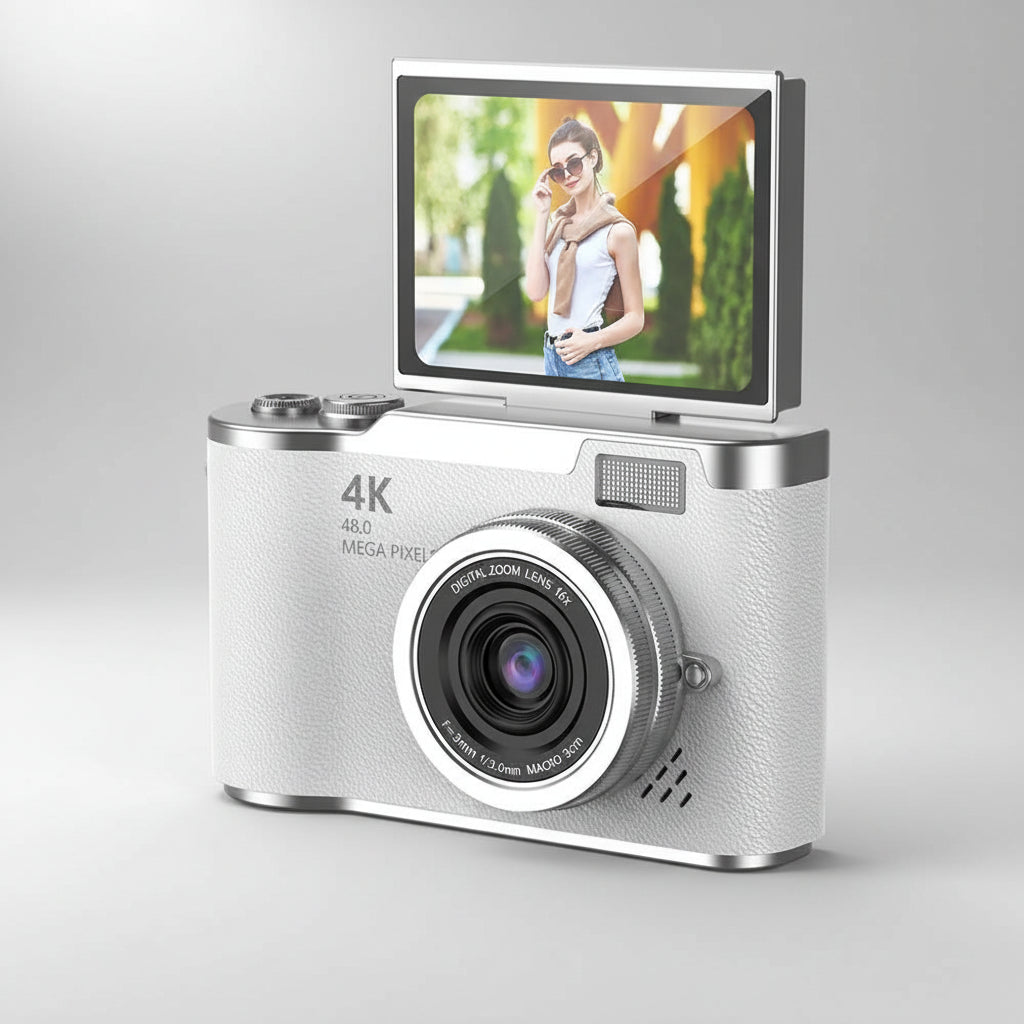 Digital Camera Flip Screen 4K Video Zoom Compact Camera