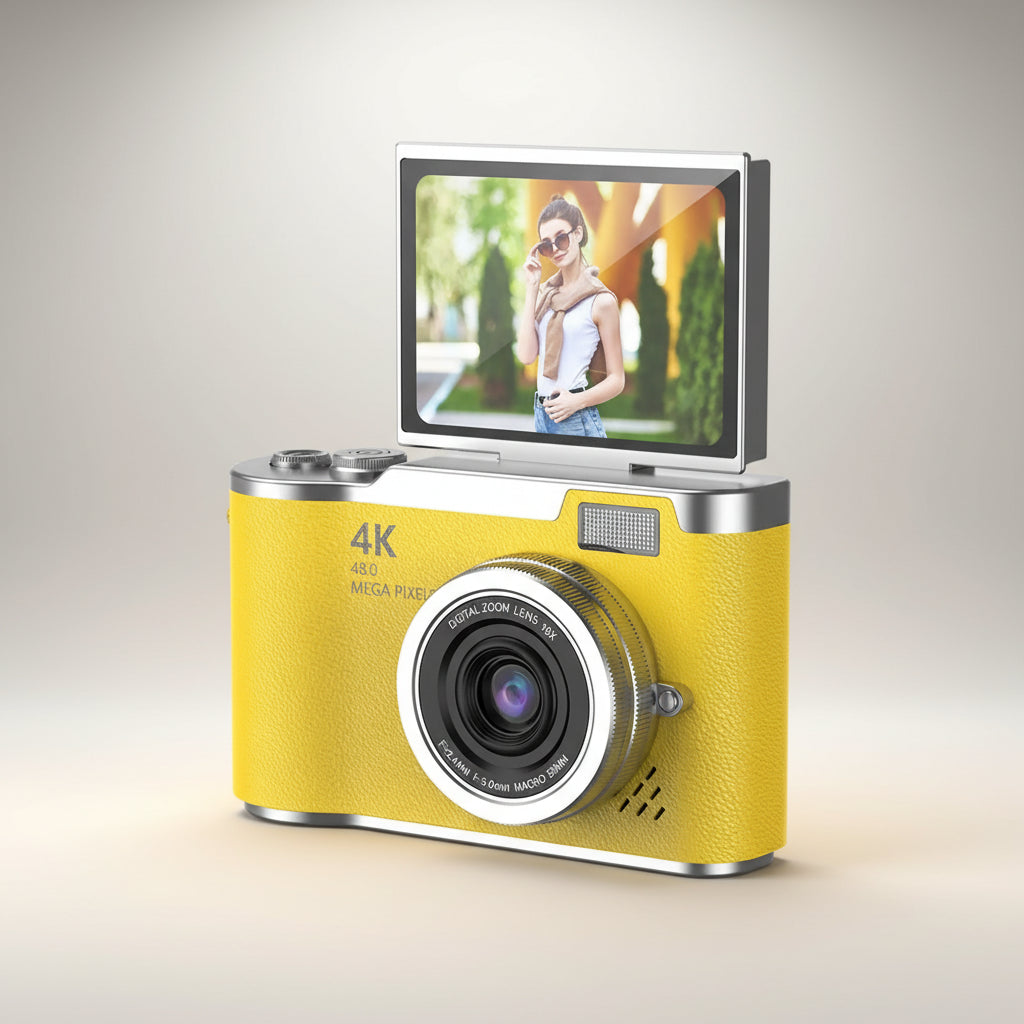 Digital Camera Flip Screen 4K Video Zoom Compact Camera
