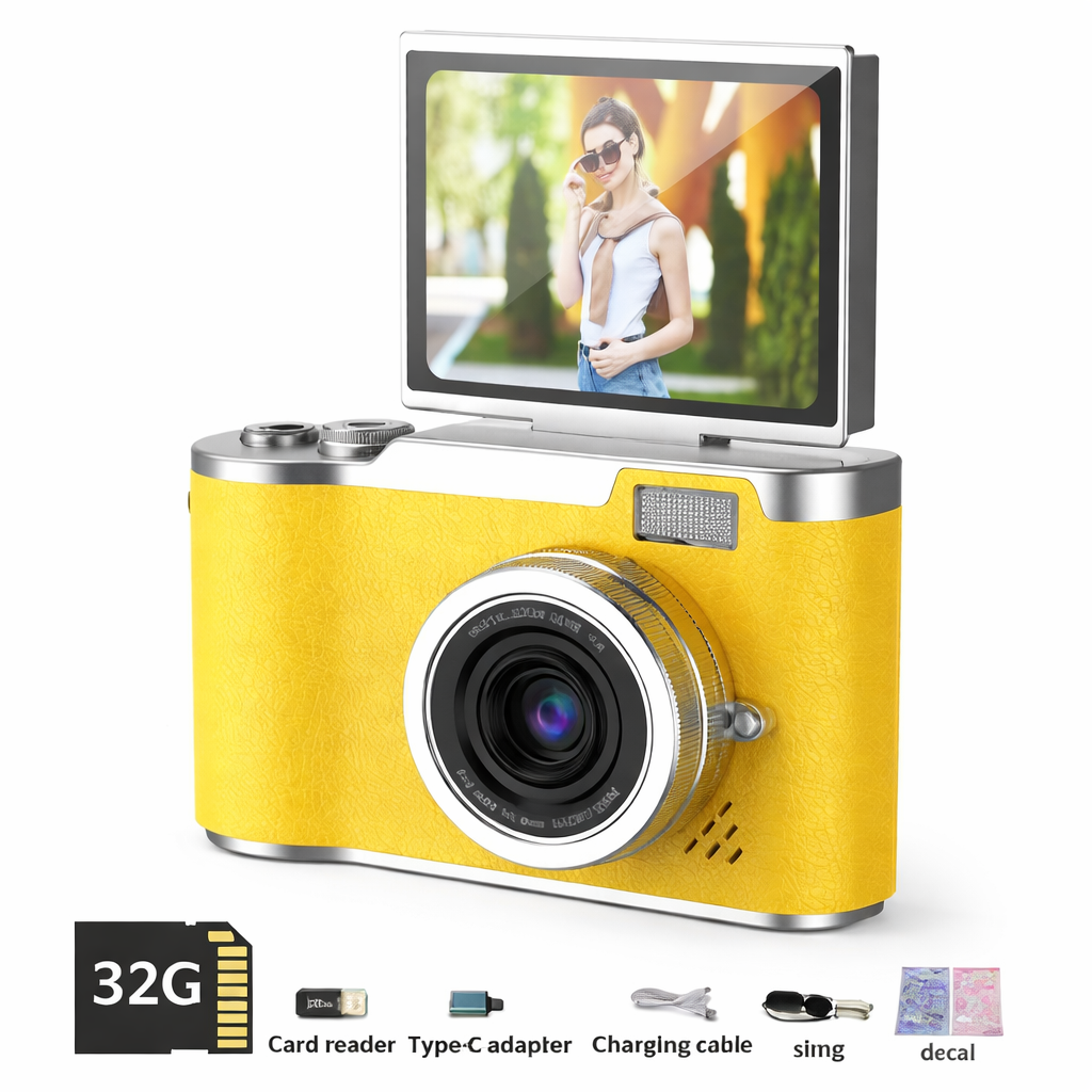 Digital Camera Flip Screen 4K Video Zoom Compact Camera