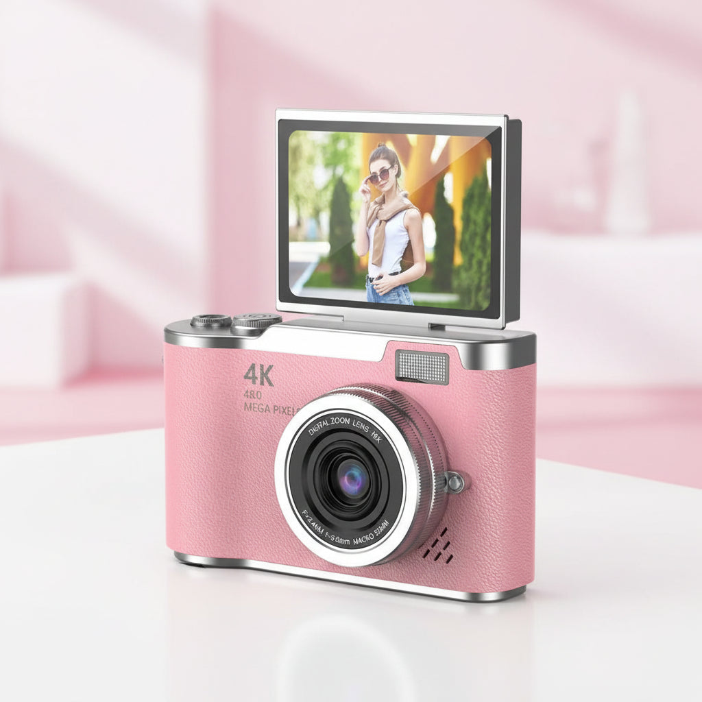Digital Camera Flip Screen 4K Video Zoom Compact Camera