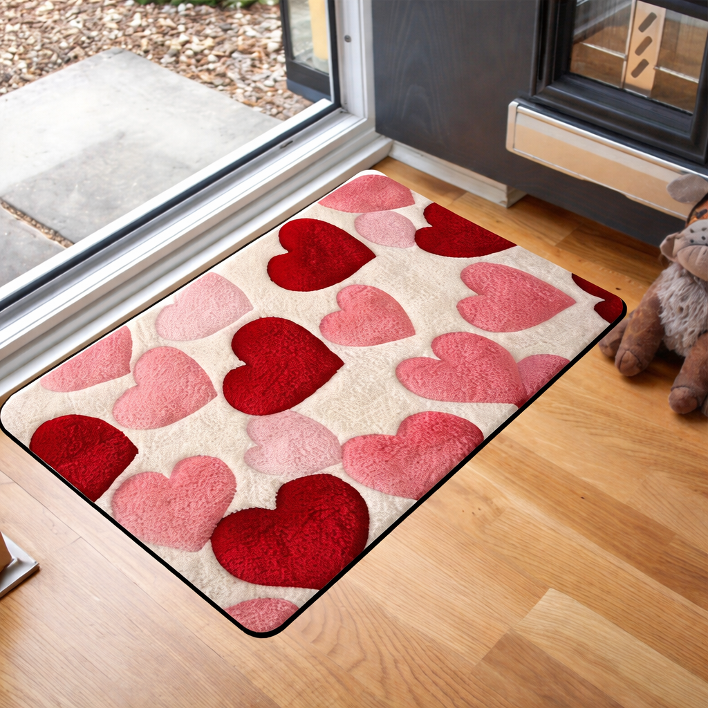 Doormat Heart Pattern Entry Floor Rug