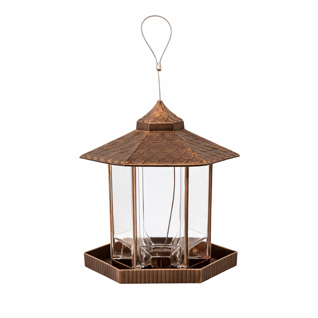 Bird Feeder Hanging Copper Roof Outdoor