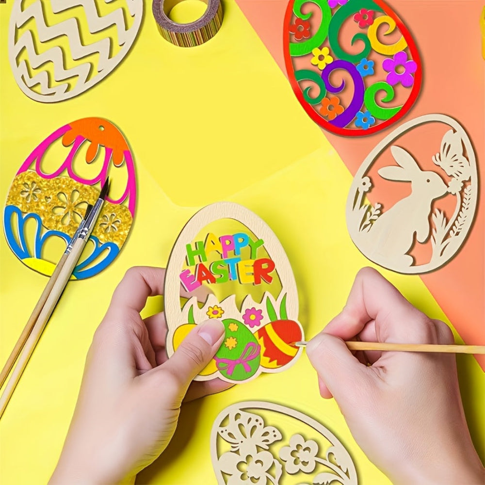 Easter Monday Decorations Wooden Craft Eggs Set Ornaments 1
