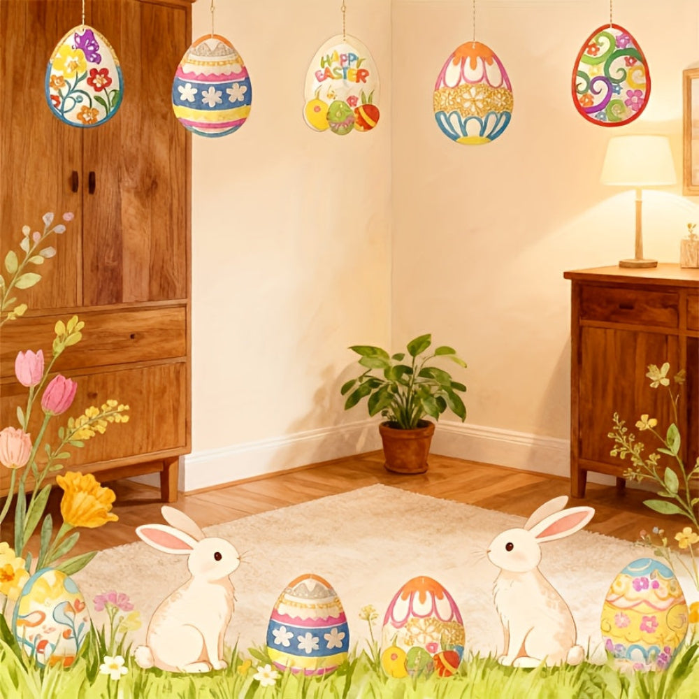 Easter Monday Decorations Wooden Craft Eggs Set Ornaments 2