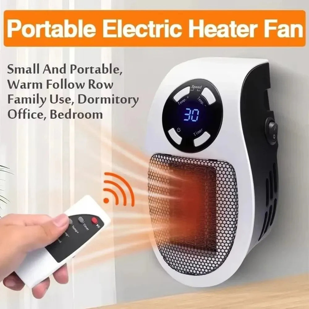 Electric Space Heater Plug-In Mini Wall Heater Remote Control