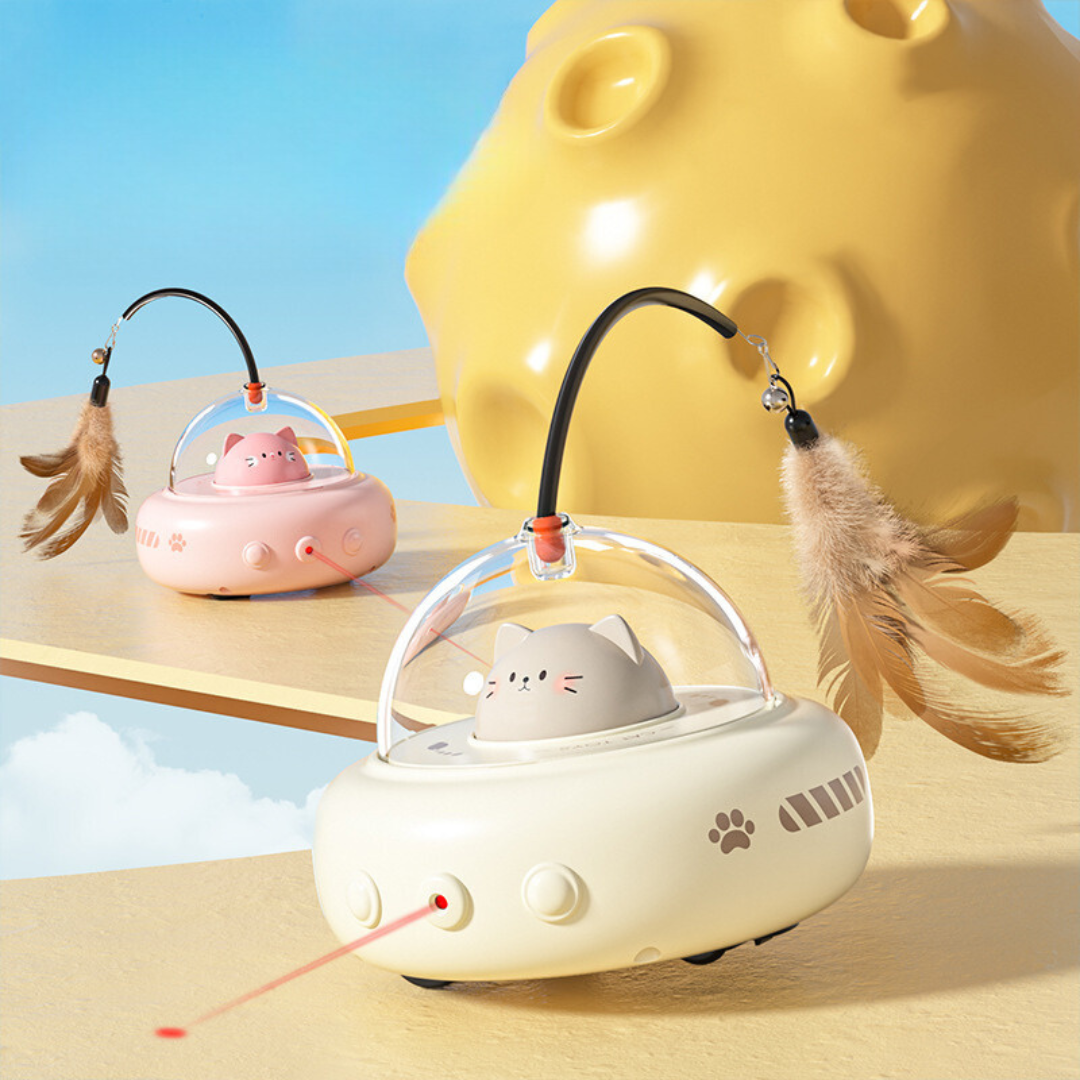 Electronic Interactive UFO Cat Laser Feather Toy 4
