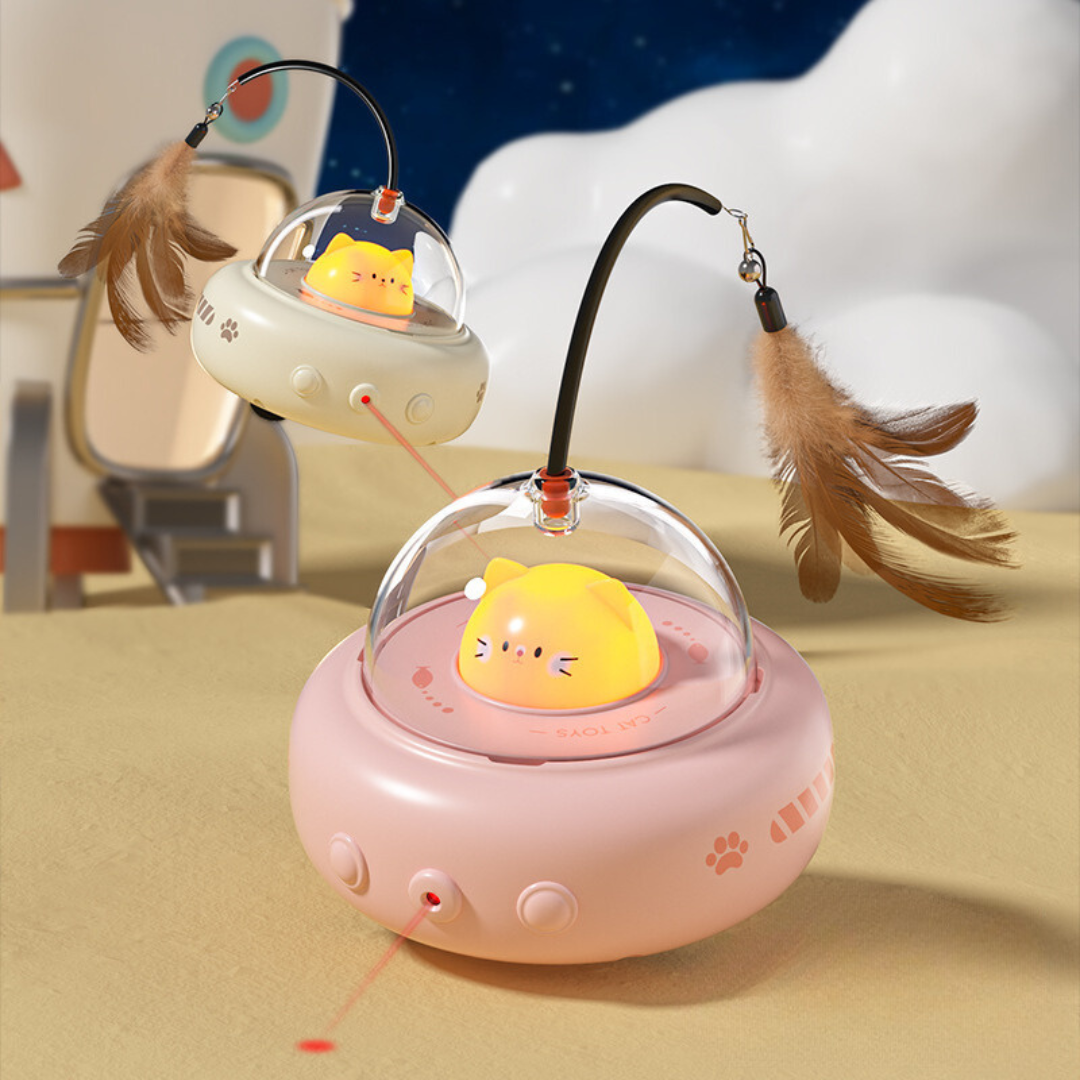 Electronic Interactive UFO Cat Laser Feather Toy 5