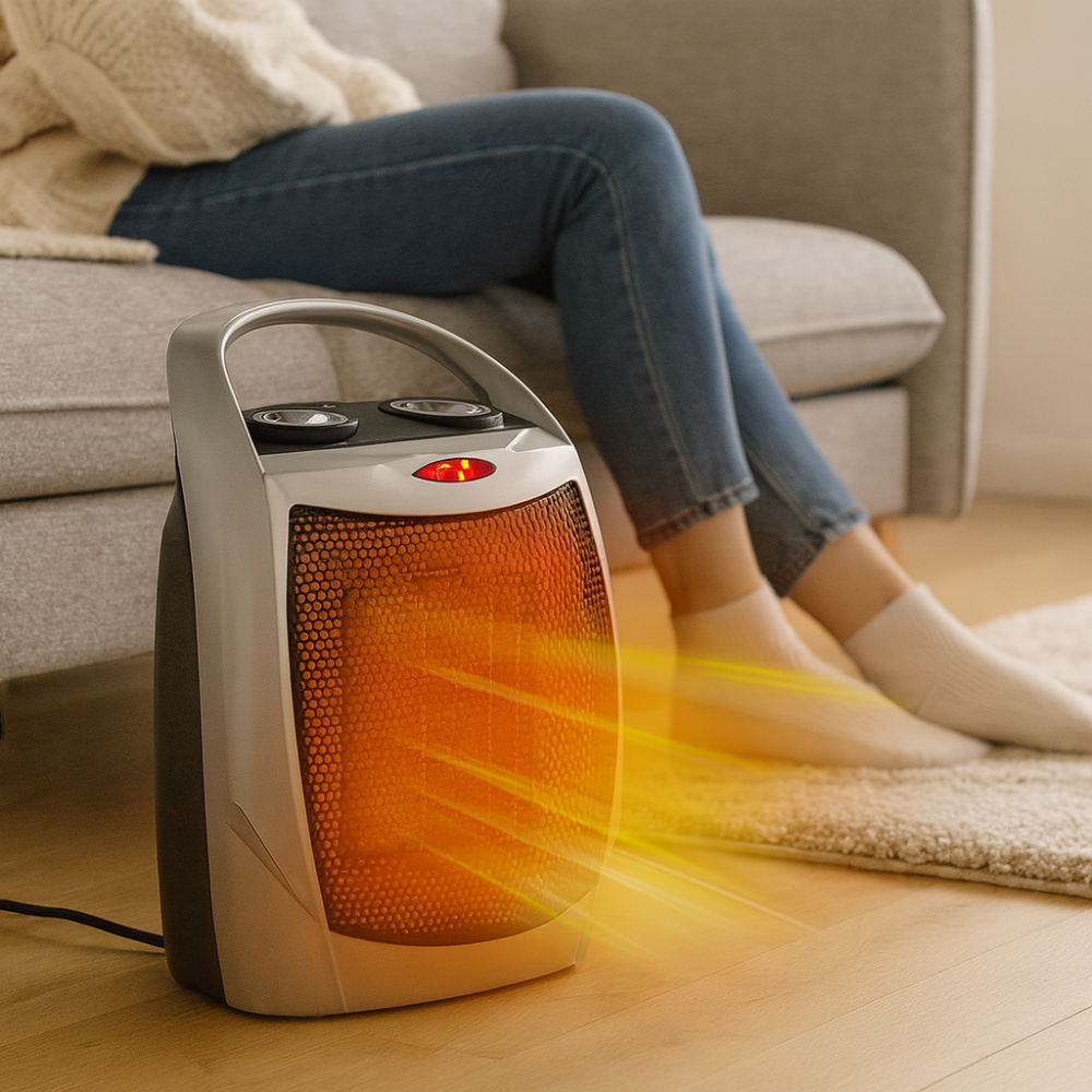Portable Electric Space Heater Adjustable Thermostat Indoor Use