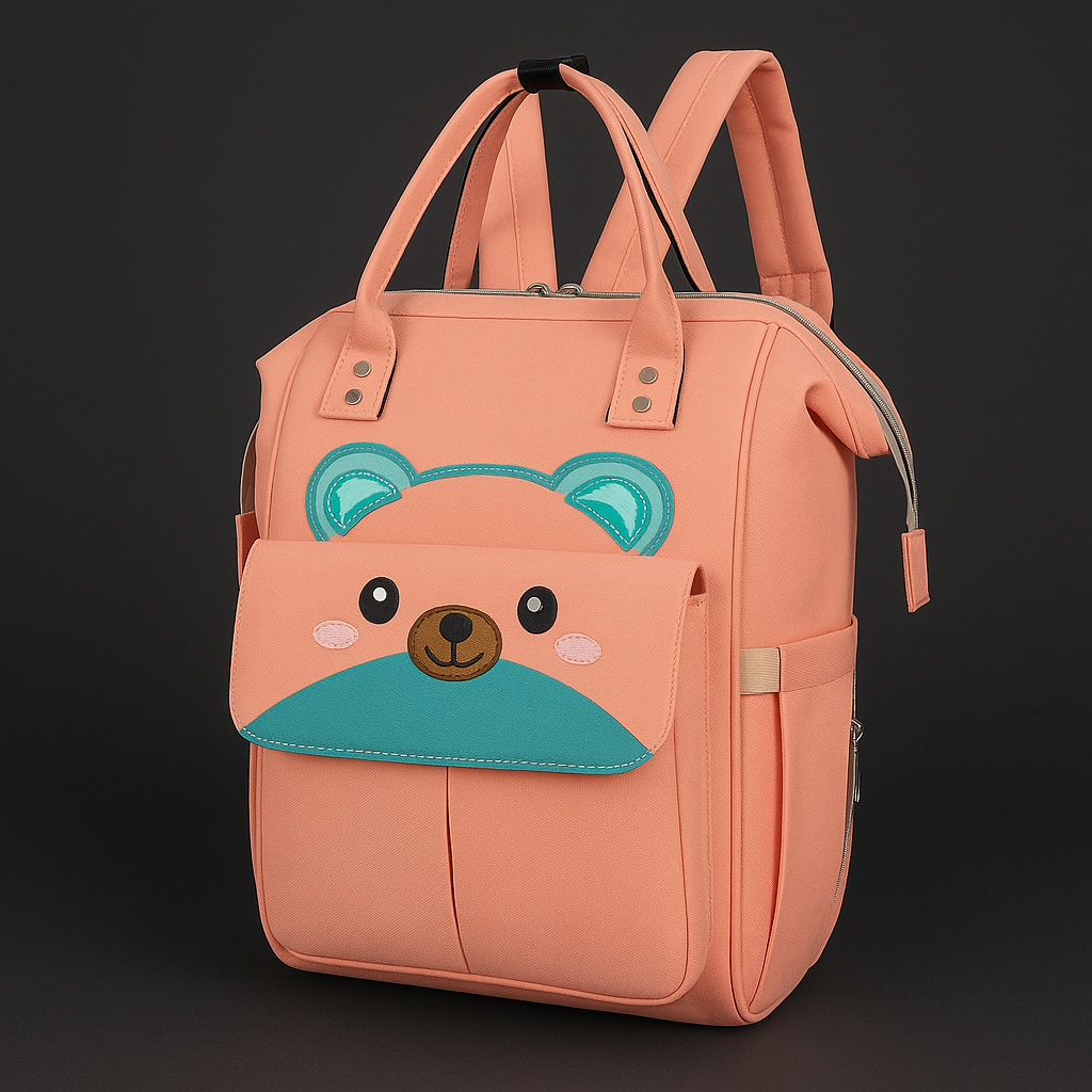 Unisex Cute Functional Diaper Bag | Bear Design Travel Bag