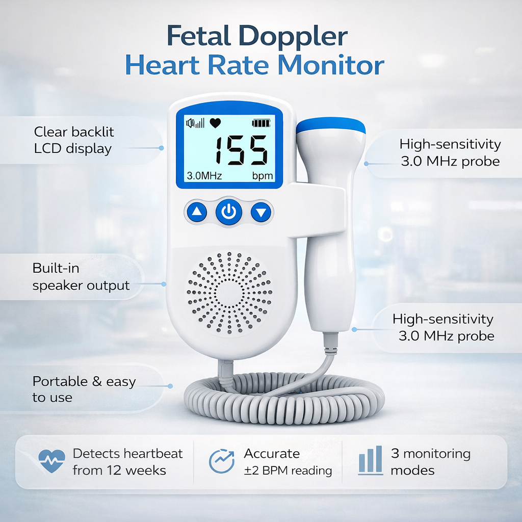 Fetal Doppler Heart Rate Monitor with LCD Display