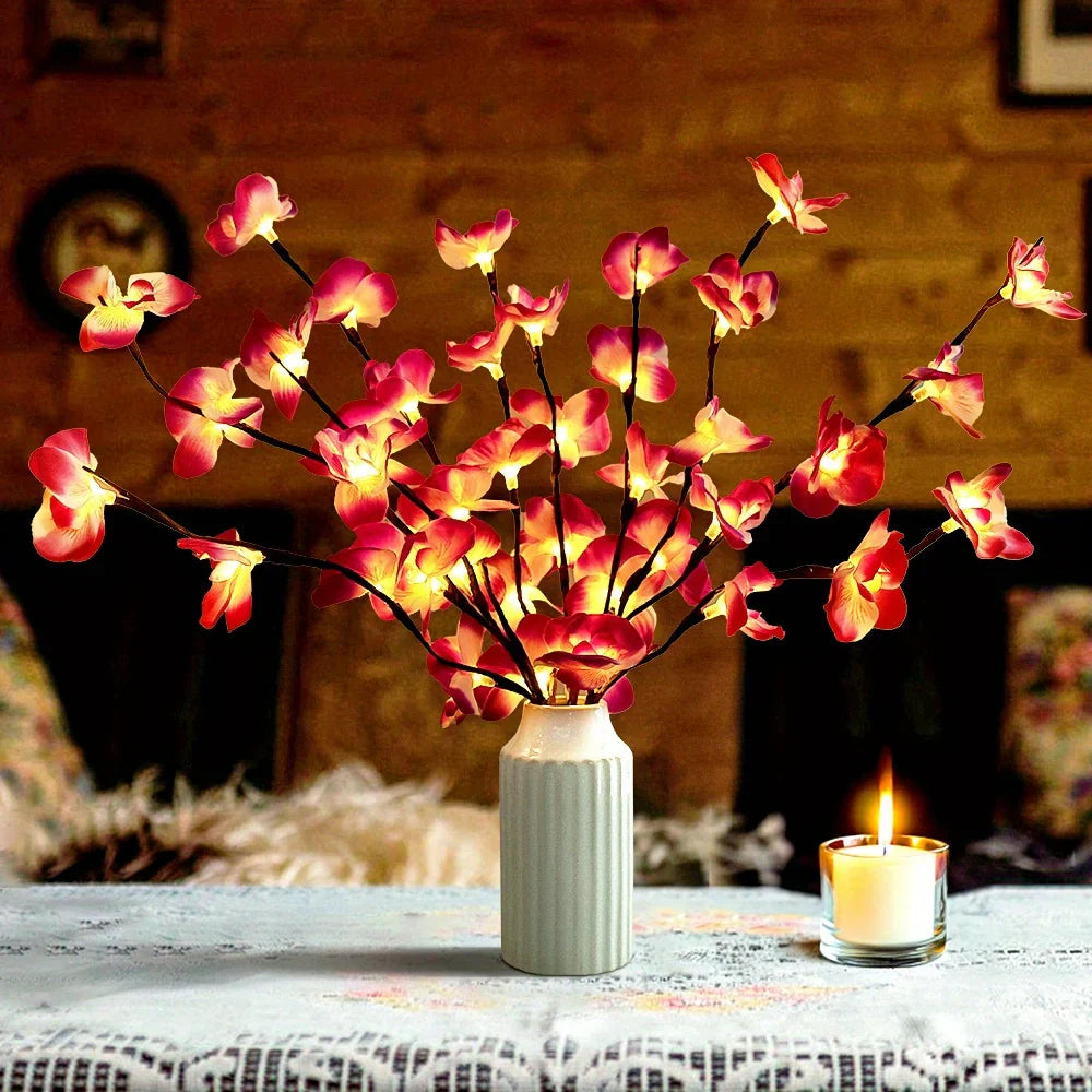 Lampada a rami con luci fatate LED decorazione floreale da tavolo per camera da letto