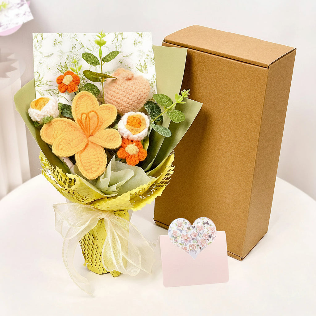 Flower Bouquet Crochet Artificial Floral Gift Display