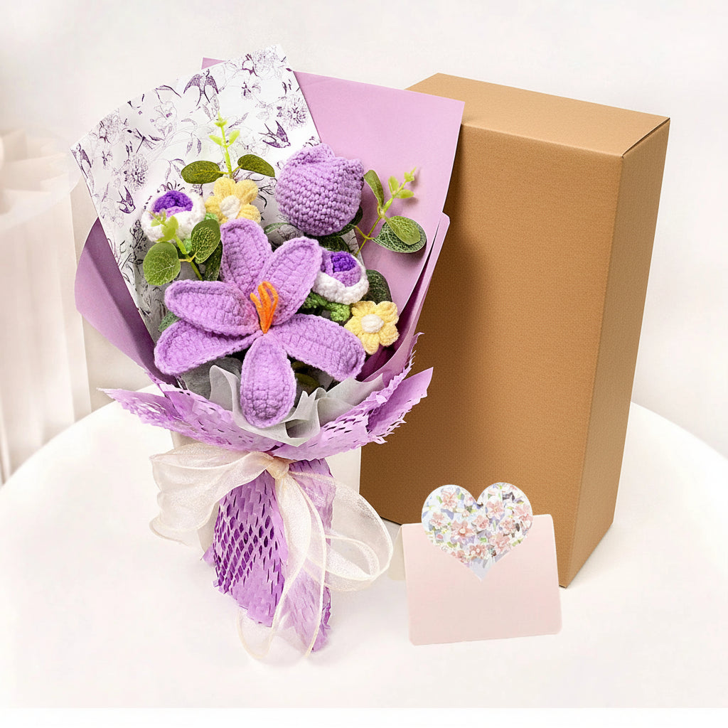 Flower Bouquet Crochet Artificial Floral Gift Display