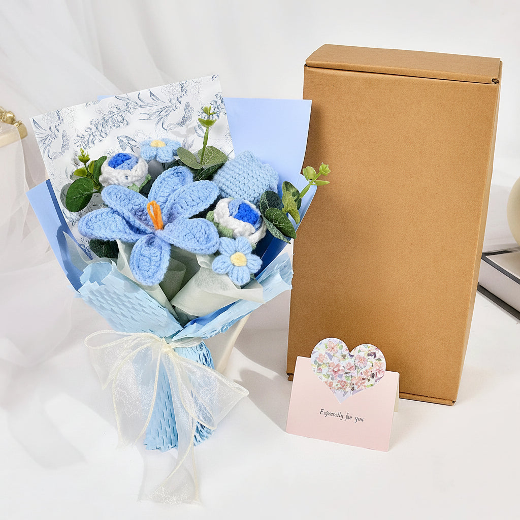 Flower Bouquet Crochet Artificial Floral Gift Display