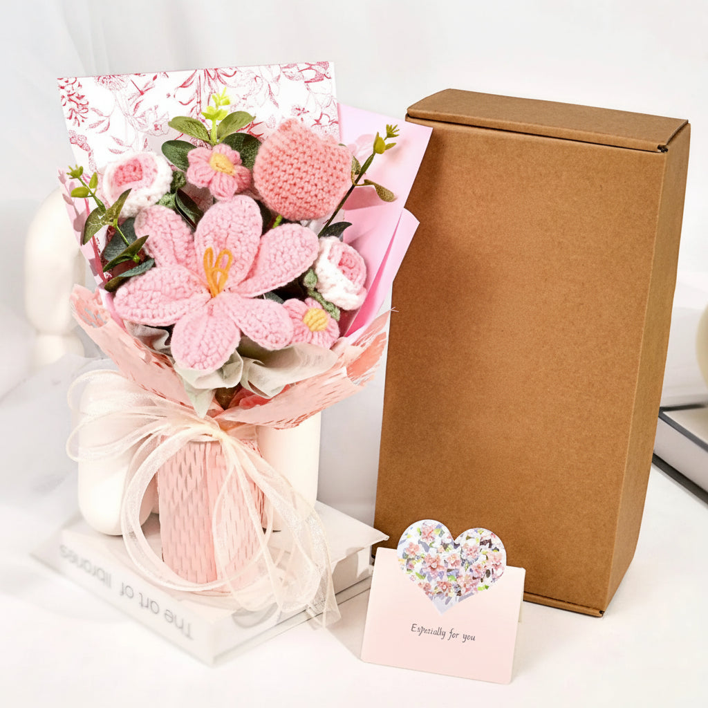 Flower Bouquet Crochet Artificial Floral Gift Display