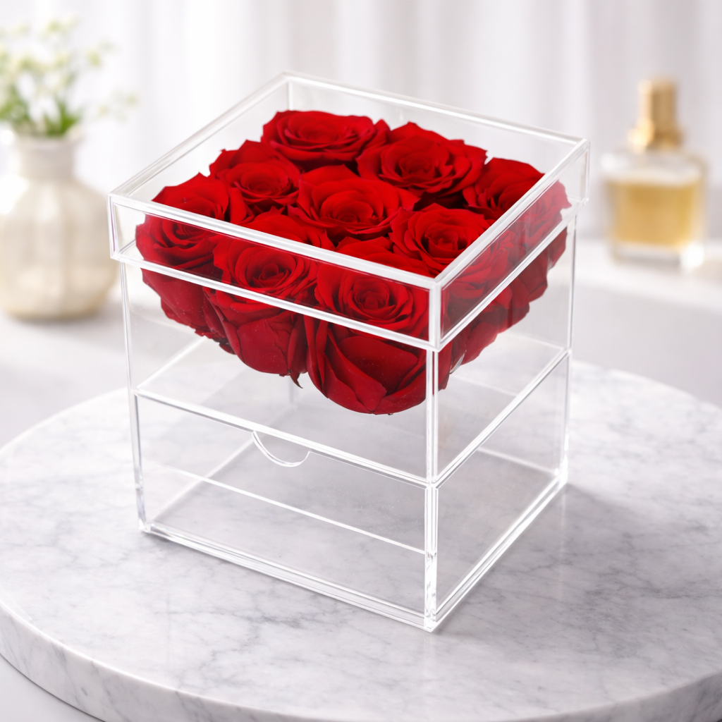 Flower Box Preserved Rose Heart Gift Display