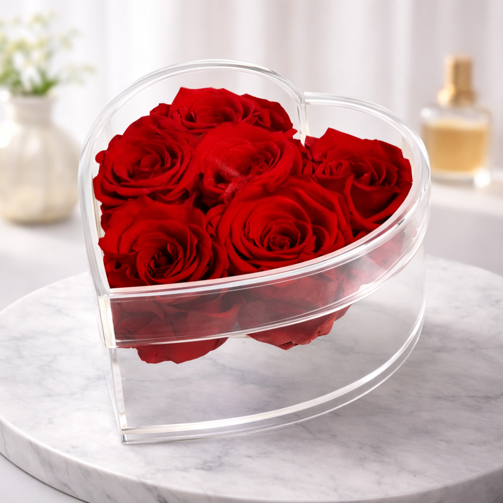 Flower Box Preserved Rose Heart Gift Display
