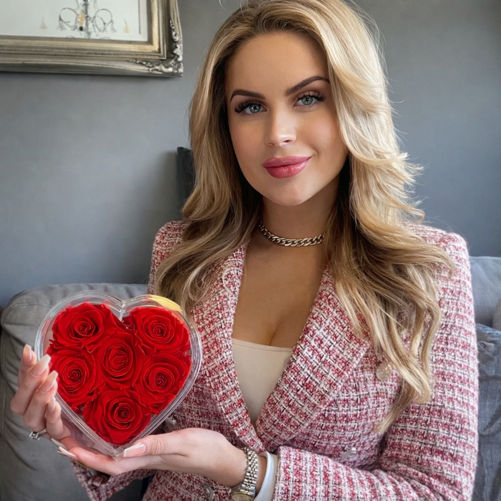 Flower Box Preserved Rose Heart Gift Display