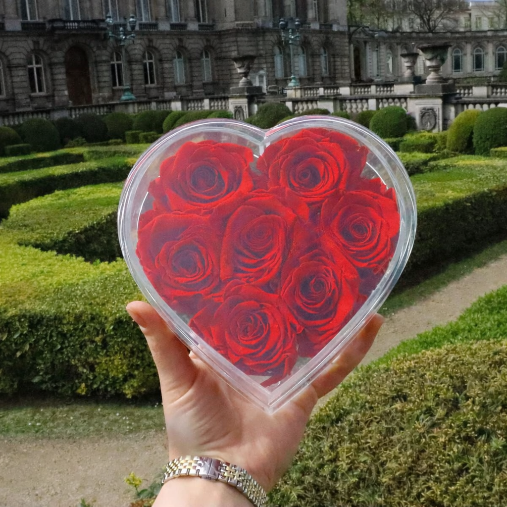 Flower Box Preserved Rose Heart Gift Display