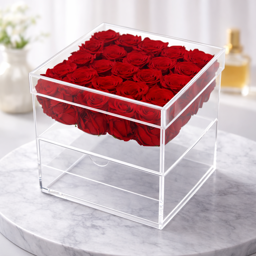 Flower Box Preserved Rose Heart Gift Display