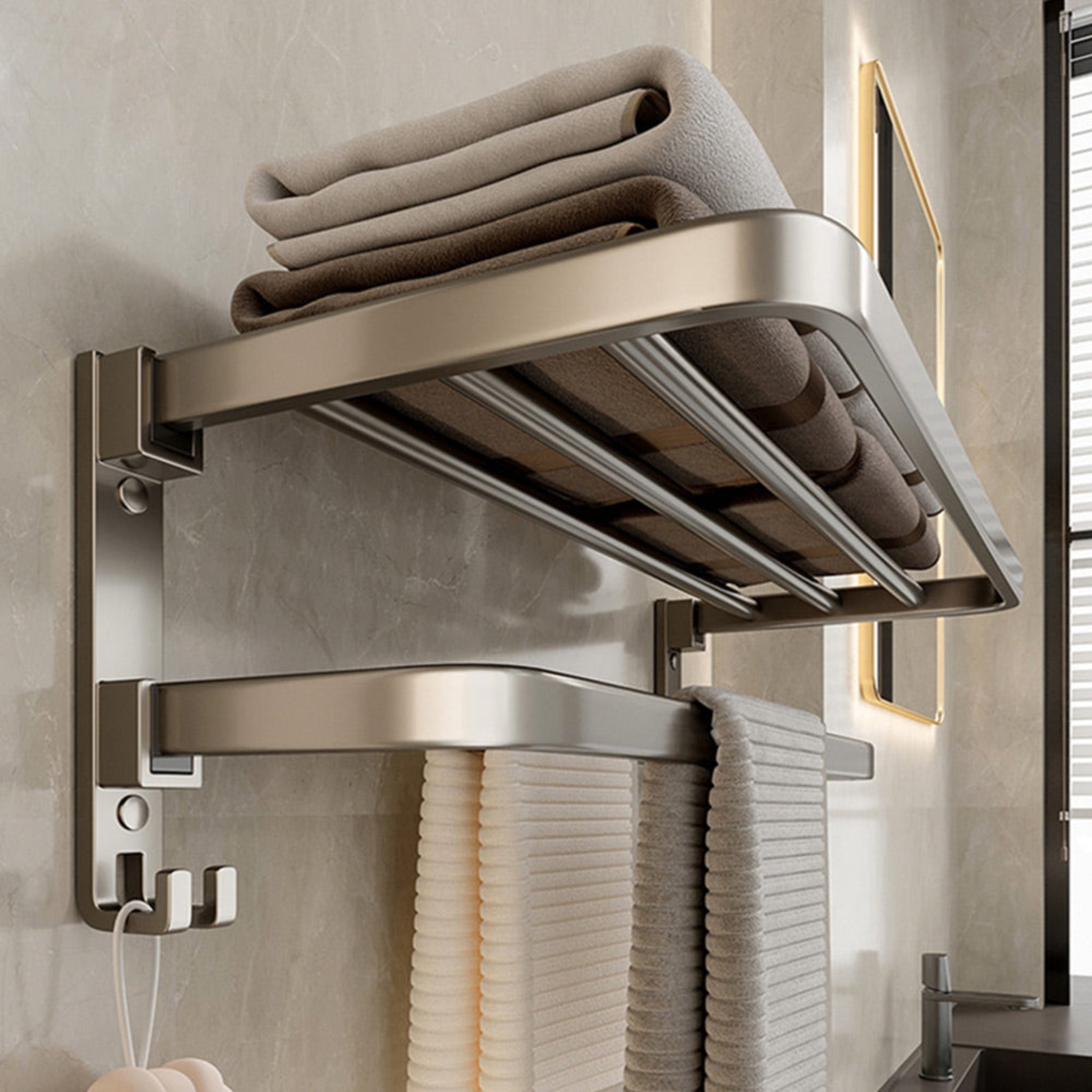 Foldable Suction Cup Bathroom Towel Holder Space-Saving 2