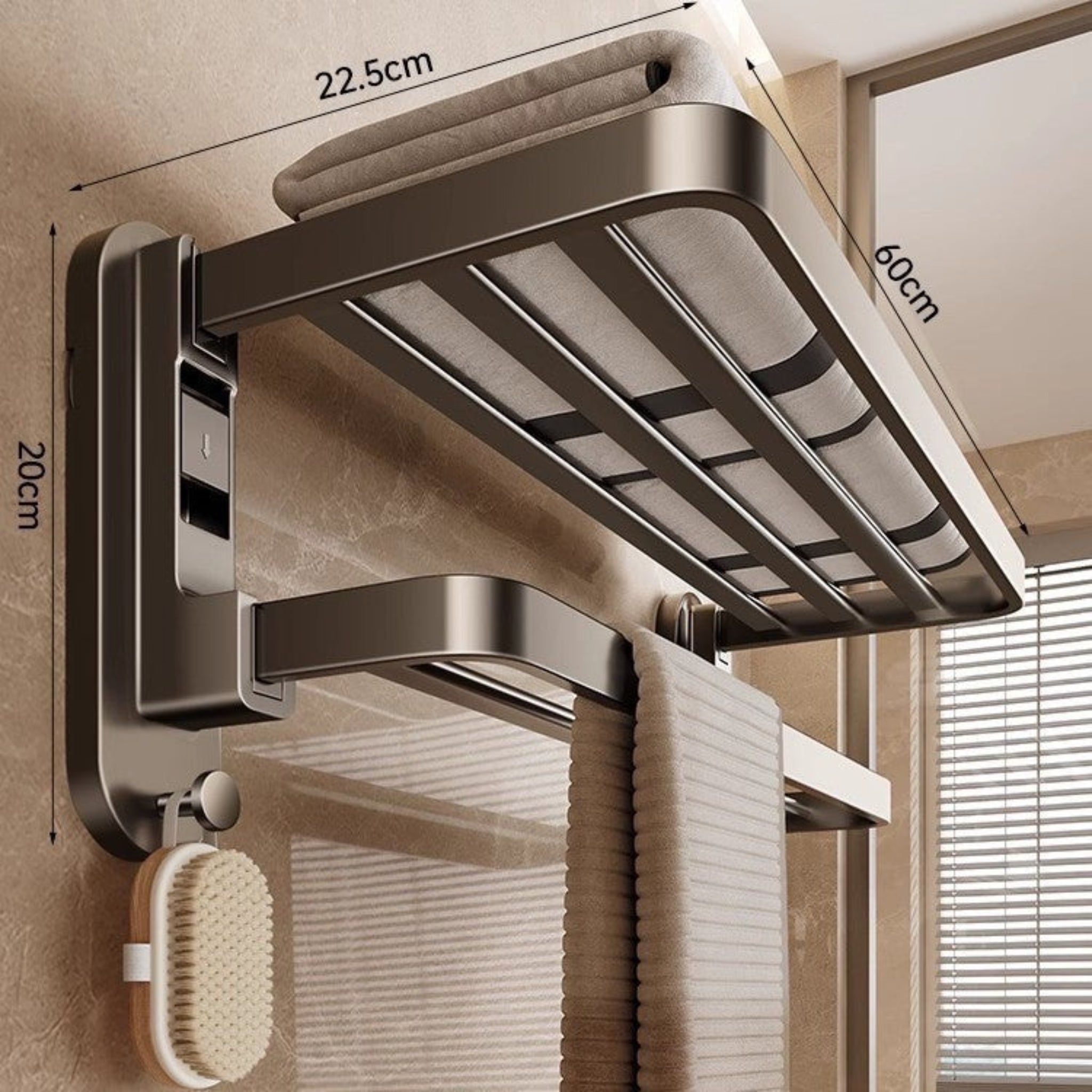 Foldable Suction Cup Bathroom Towel Holder Space-Saving 6