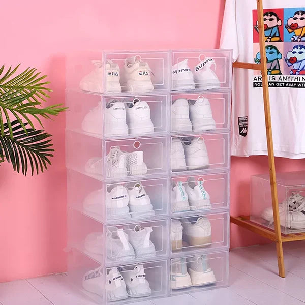 Shoe Storage Boxes Clear Stackable Plastic Organizer
