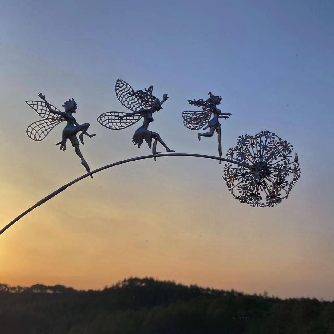 Garden Decor Metal Fairy Yard Stake Outdoor Sculpture
