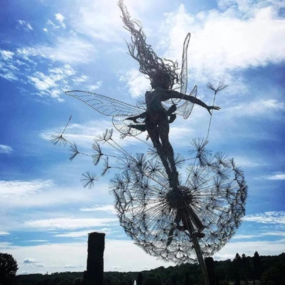 Garden Sculpture Metal Fairy Outdoor Yard Art Decor