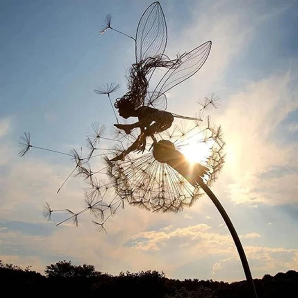 Garden Sculpture Metal Fairy Outdoor Yard Art Decor