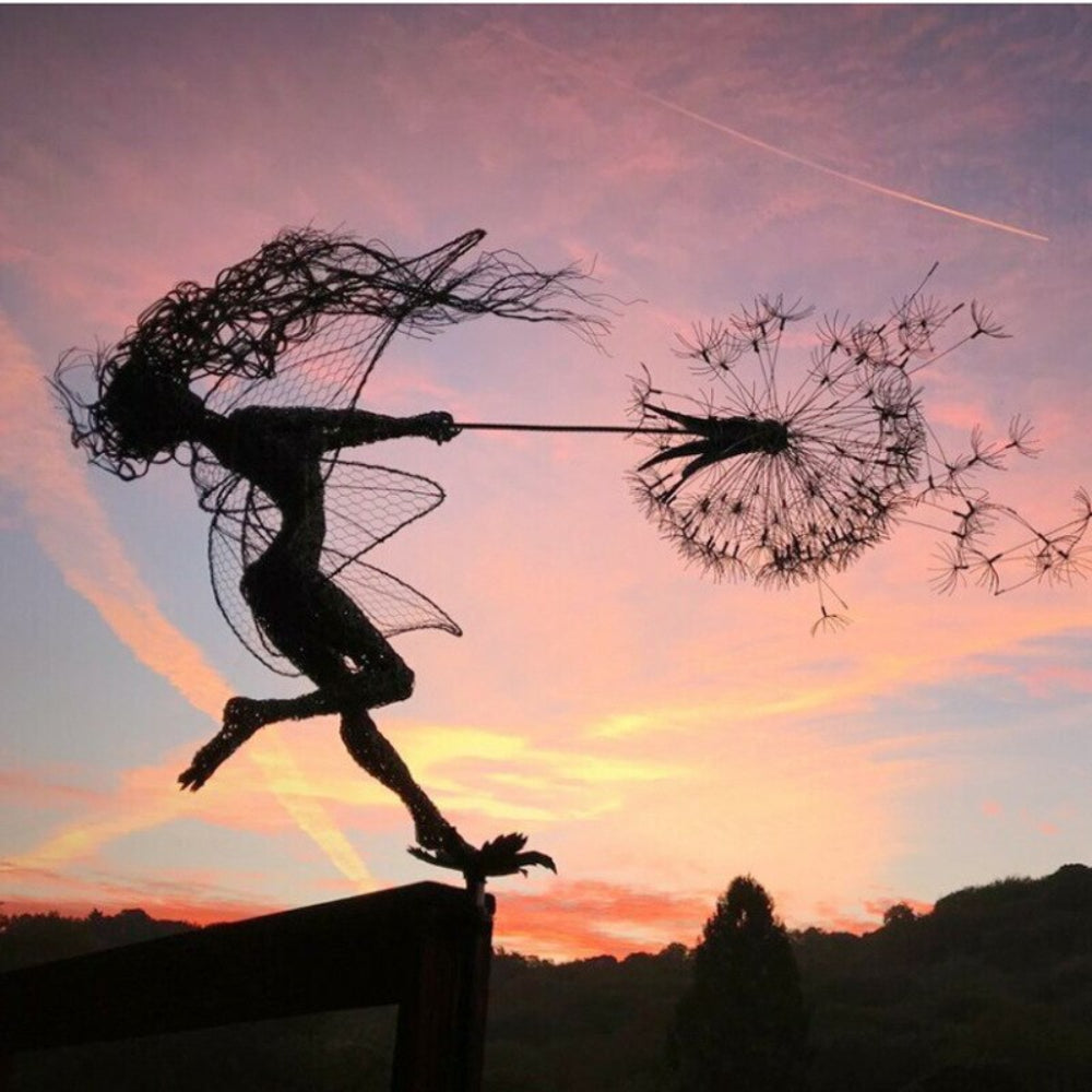 Garden Sculpture Metal Fairy Outdoor Yard Art Decor