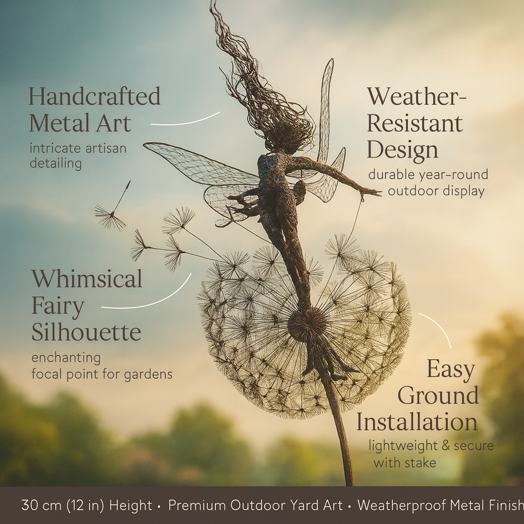 Garden Sculpture Metal Fairy Outdoor Yard Art Decor