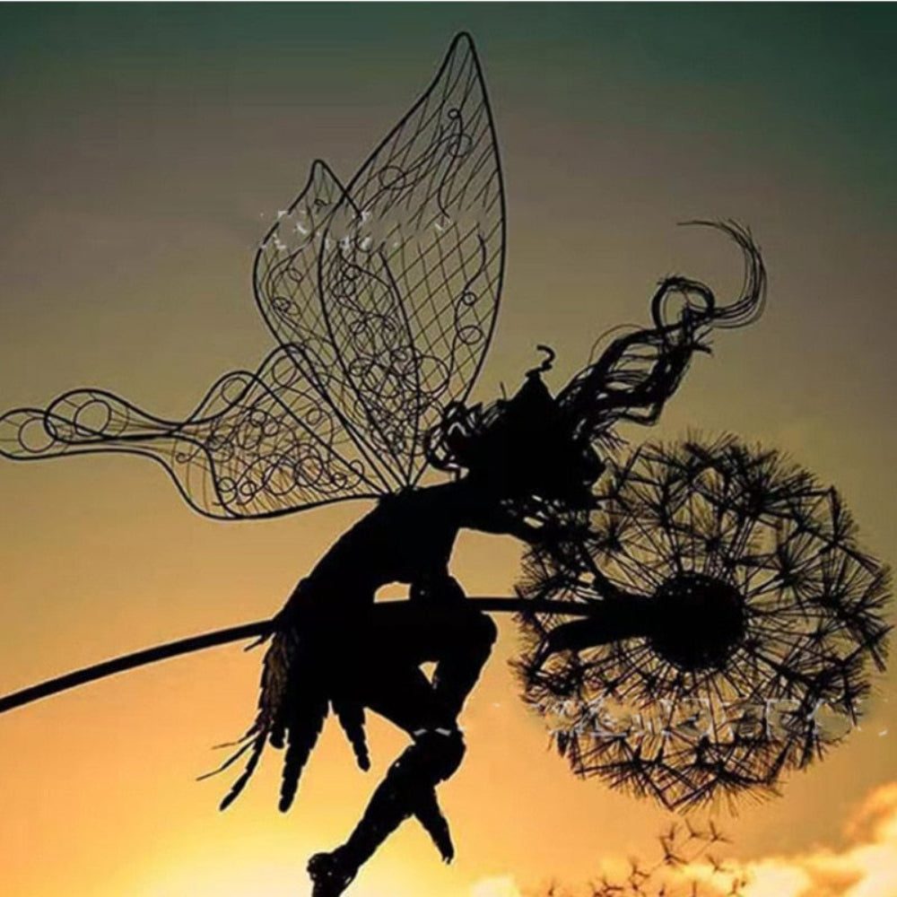 Garden Sculpture Metal Fairy Outdoor Yard Art Decor