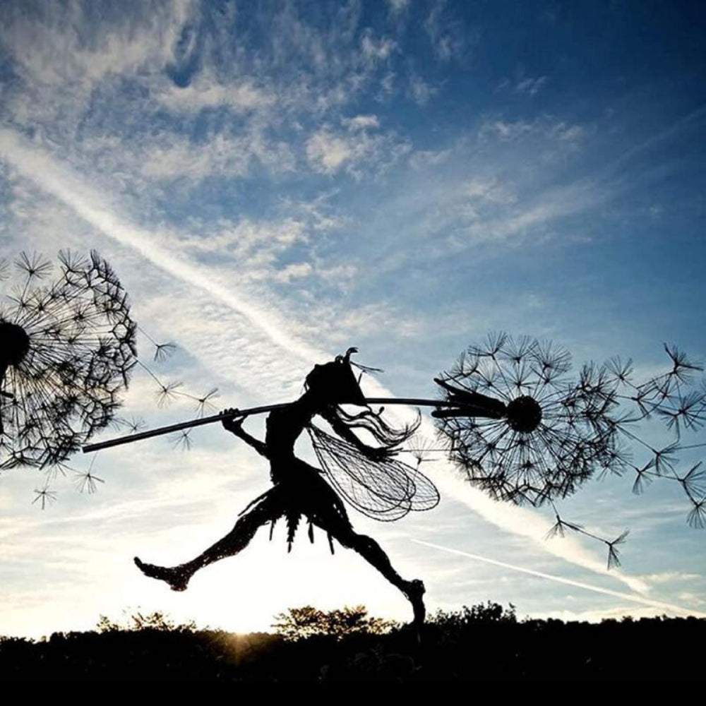 Garden Sculpture Metal Fairy Outdoor Yard Art Decor