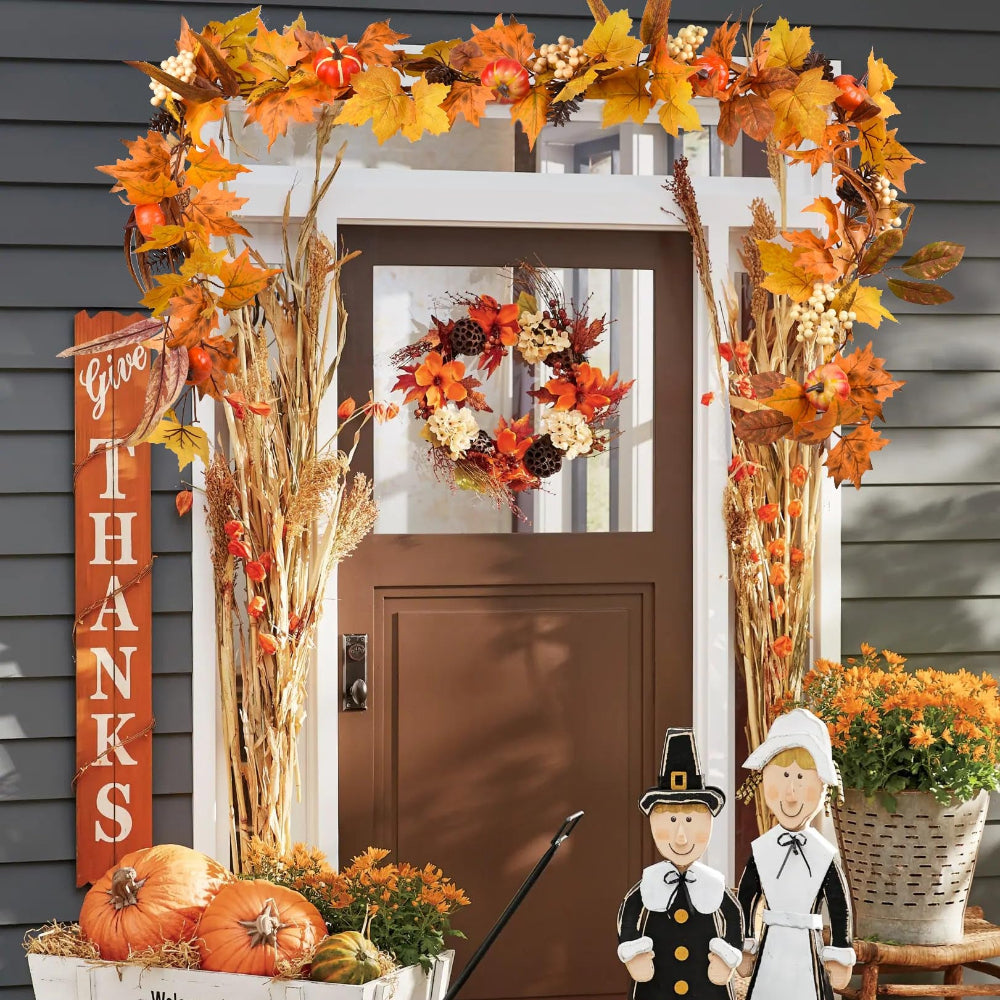 Ghirlande Foglie d'Acero Autunnali Decorazione Artificiale per la Casa Vite